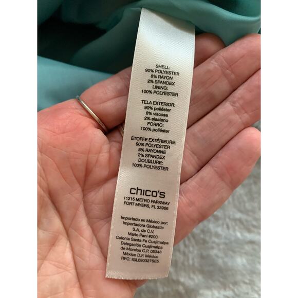 Chico's Hooded Faux Wool Coat Navy Blue With Teal Lining Mid Length Sz 1 (S) - Picture 10 of 16